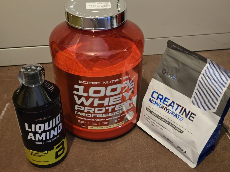 pachet suplimente: Whey Protein + Creatine Monohydrate + Liquid Amino