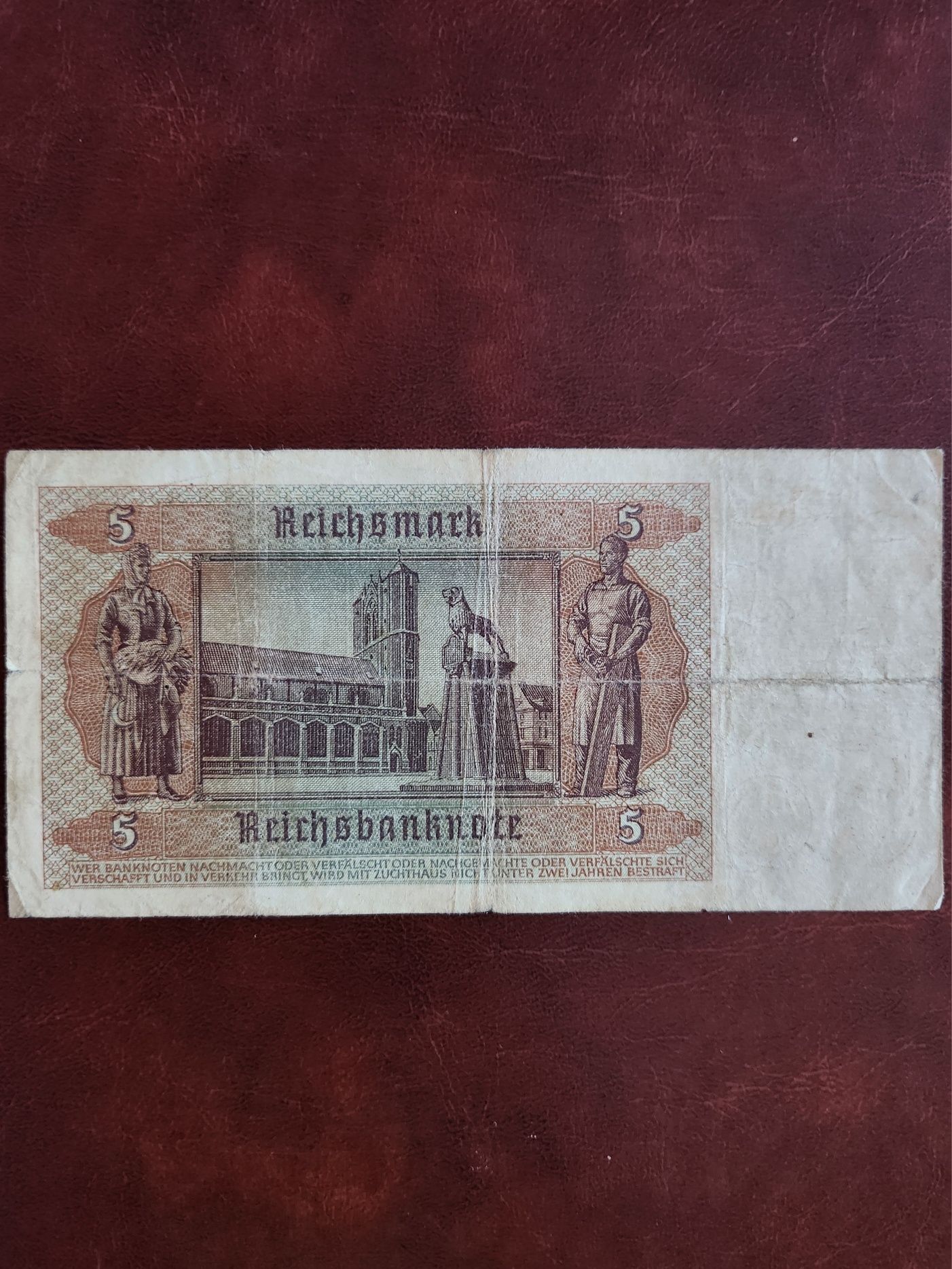 5 Reichs Mark 1942, Germania, zvastica.