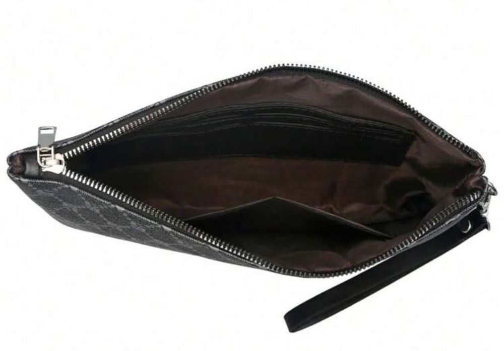 Черна мъжка чантичка с луксозен дизайн