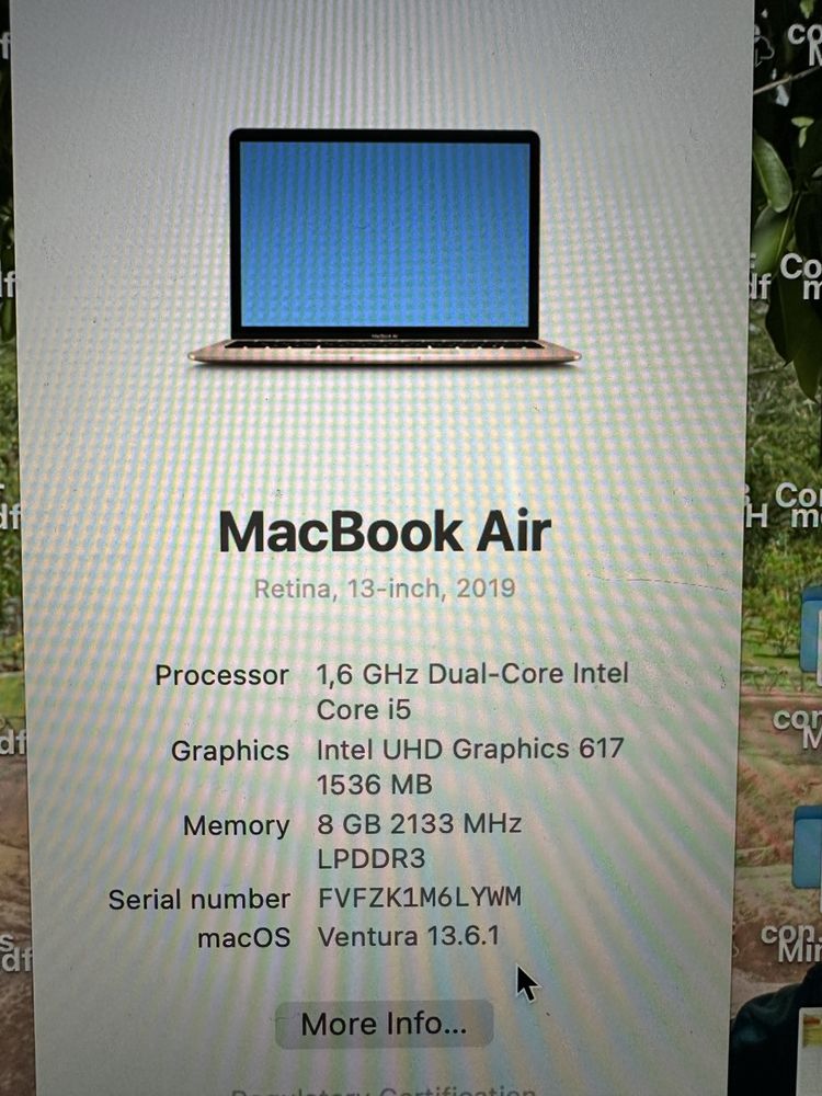 Macbook air 13 2019 256 GB excelent
