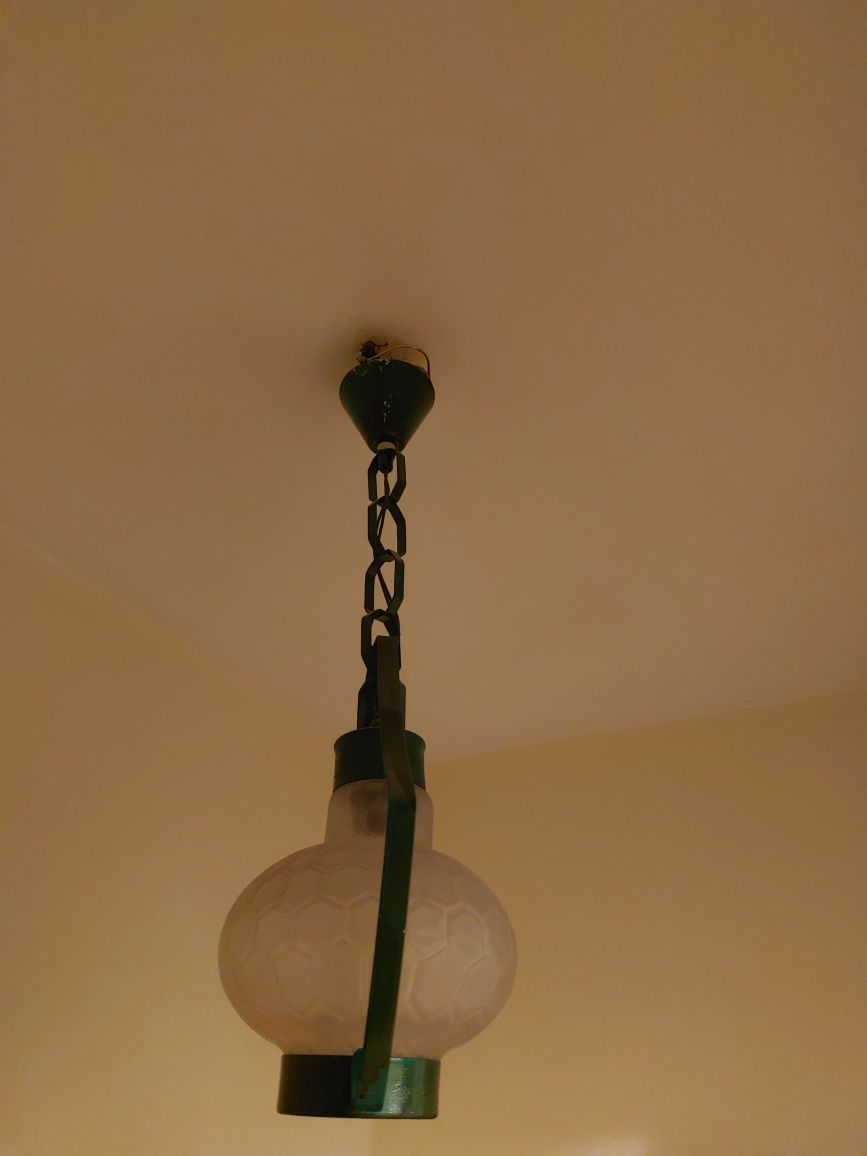 Lustra lampa felinar tavan vintage colectie sticla România 1960