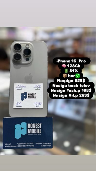 Iphone 15 Pro holat yaxw