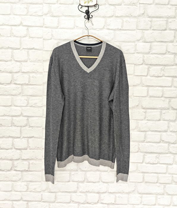 HUGO BOSS Slim fit  Памук / Коприна Оригинален мъжки пуловер размер XL