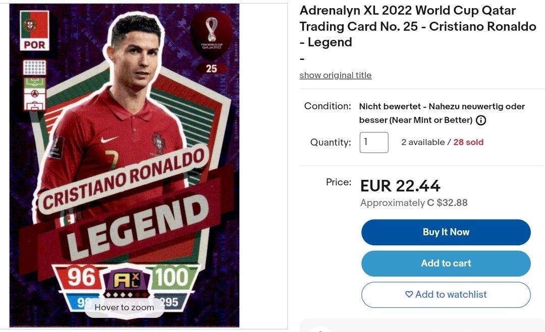 Vând cristiano Ronaldo legend world cup 2022