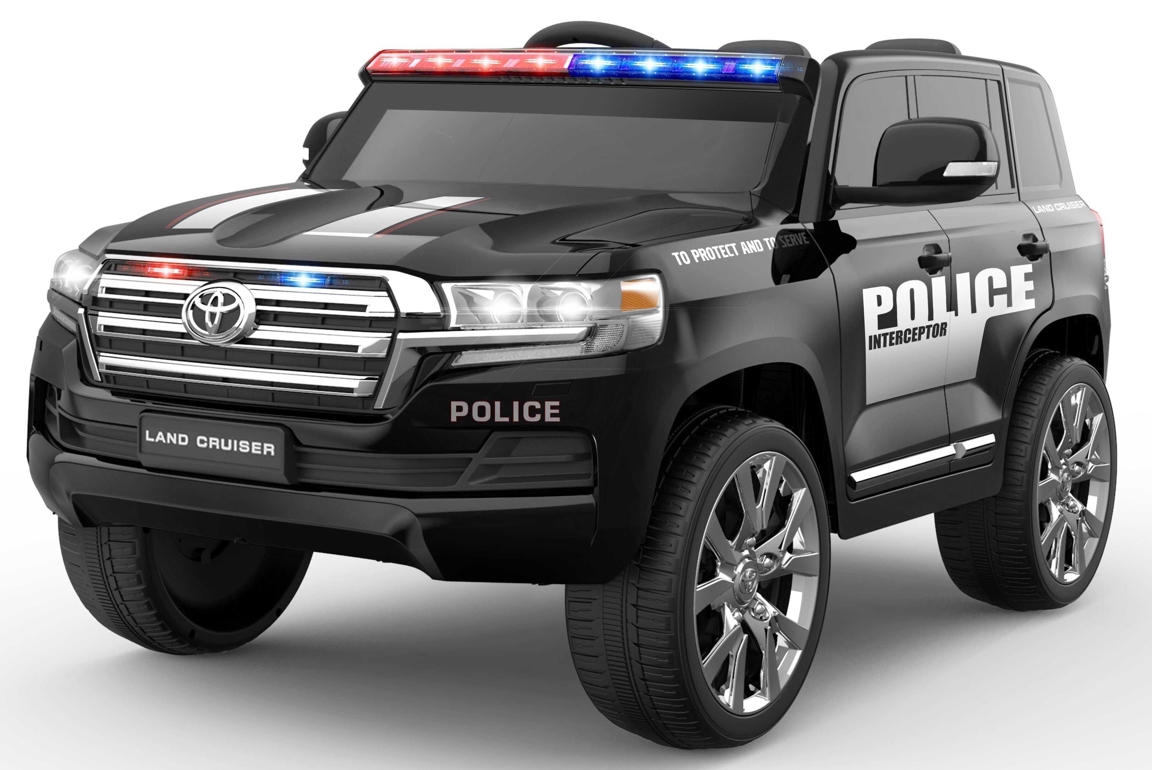 Masinuta electrica de politie, Toyota Land Cruiser 4x4, 12V #black