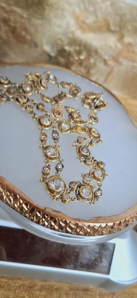 Colier Antic 1890 cu 47 diamante 4.22 K.Franta aur 18 k