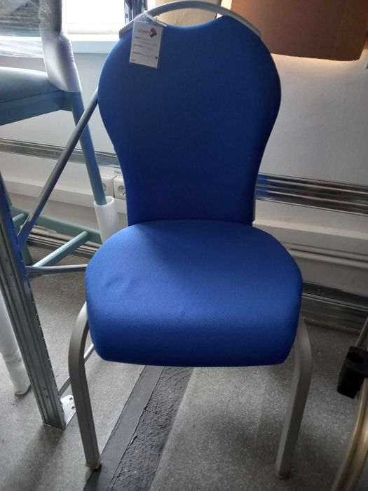 Scaun conferinta cadru metalic, tapiterie albastra 1 bucati