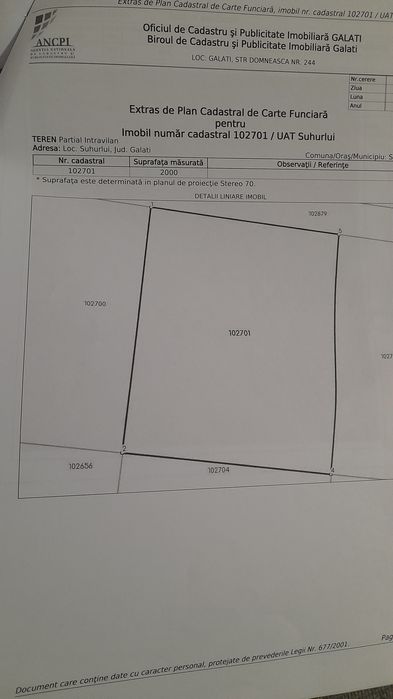 Vând- schimb cu Auto 2 teren de 2000mp intravilan în Loc Suhurlui  Gal