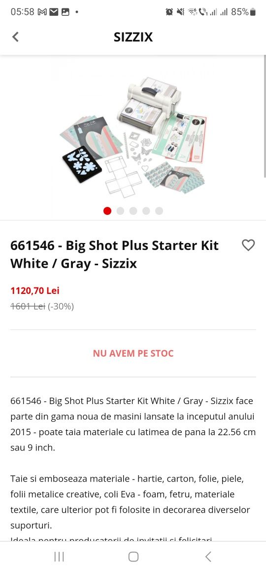 Kit masina de taiere si embosare Bigshot Sizzix cu foarte multe acceso