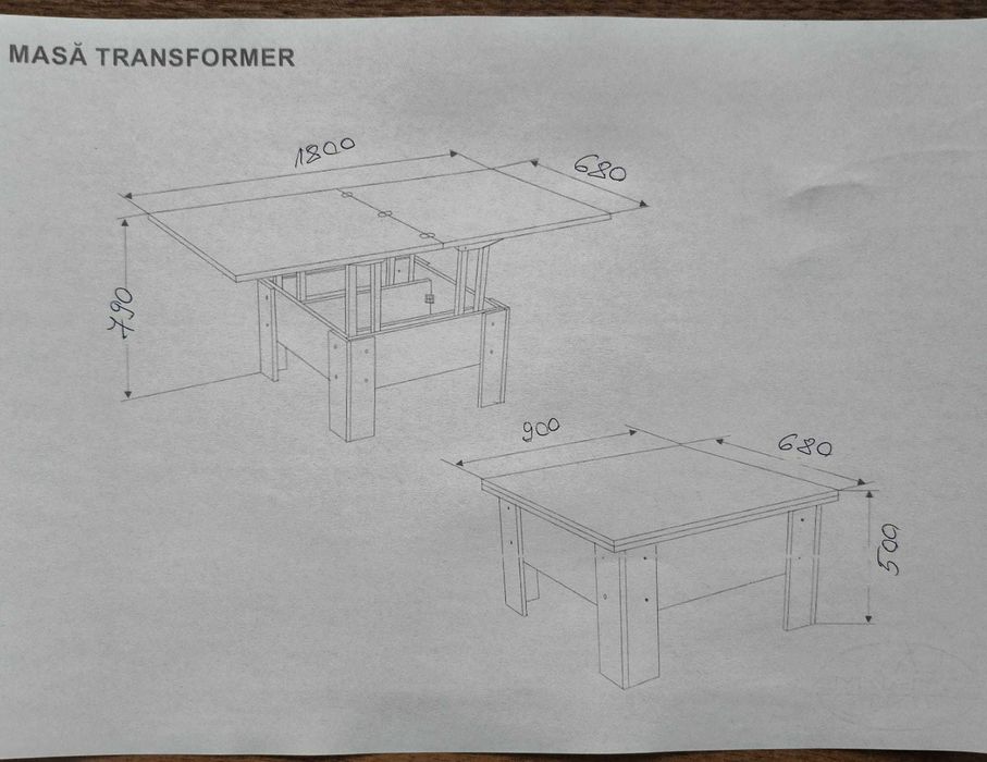 Masa extensibila transformer