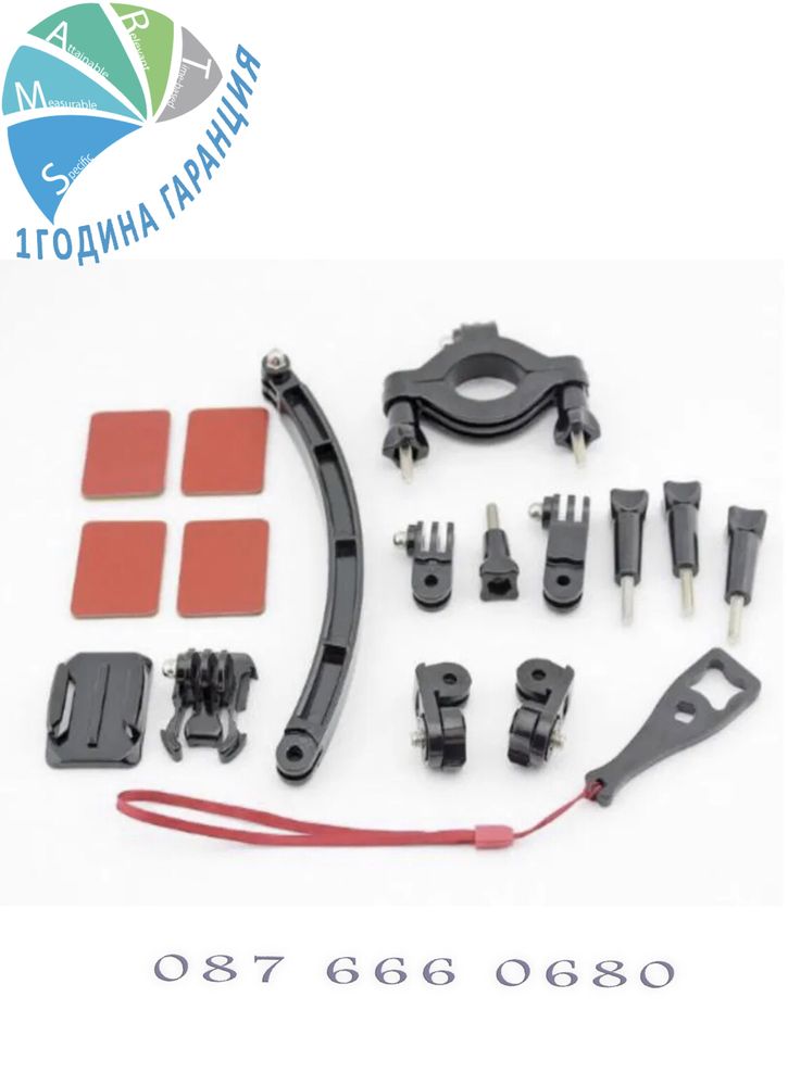 Комплект стойка лепенка Gopro 3M каска база екшън камера go pro държач