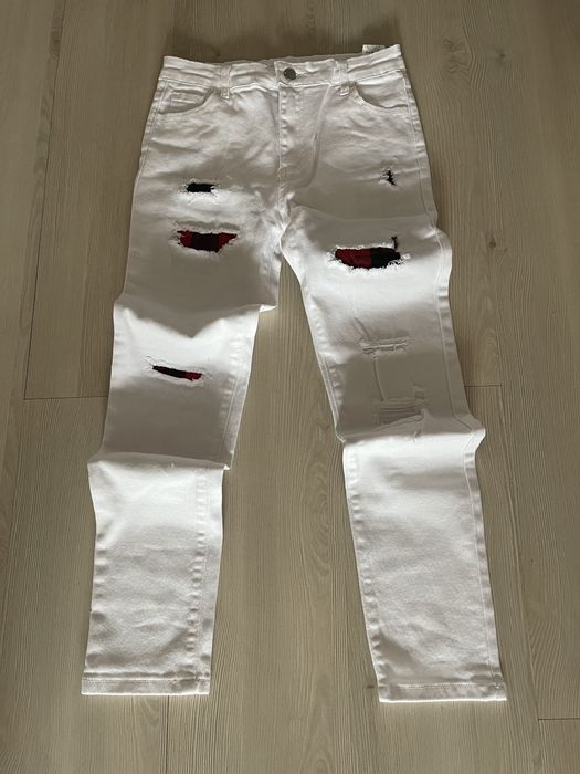 Blugi slim fit albi copii