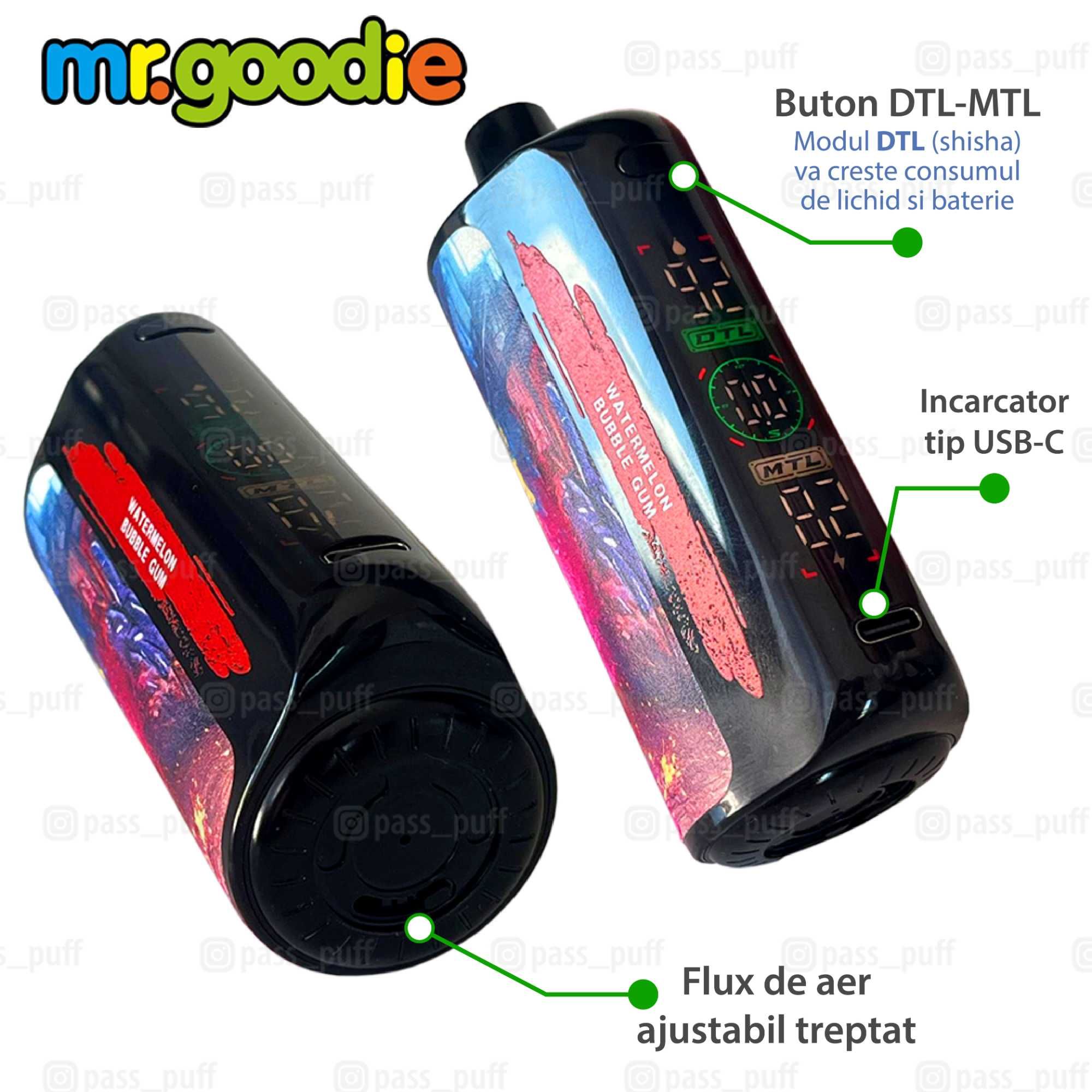 Set 2 buc. Vape/Shisha Mr.Goodie 30k-50k puffuri, de unică folosință