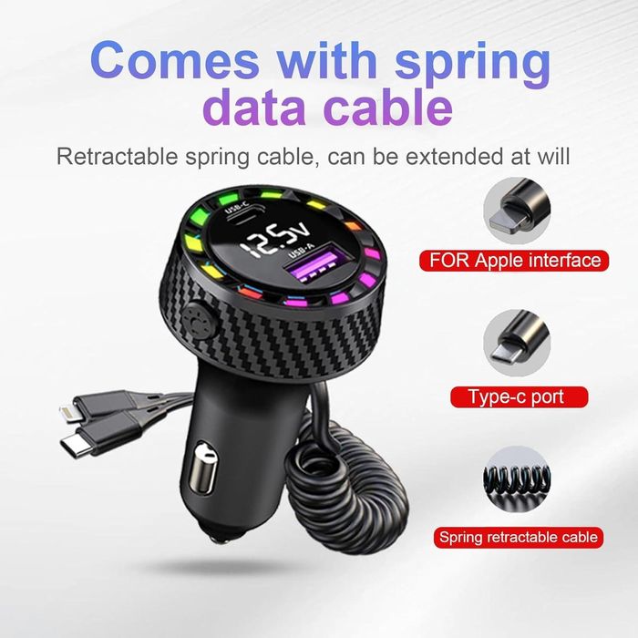 бързо зарядно за телефон в кола , usb c 2 порта адаптер за зарядно ...