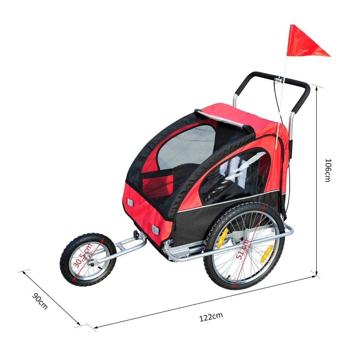 Remorca de bicicleta Homcom, rosu + negru, Homcom, 5664-0086rb