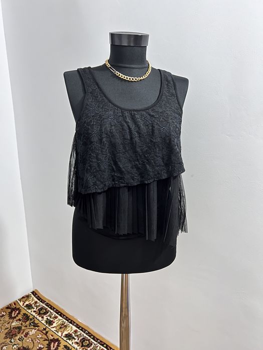 Top mariou H&M negru din voal si dantela S