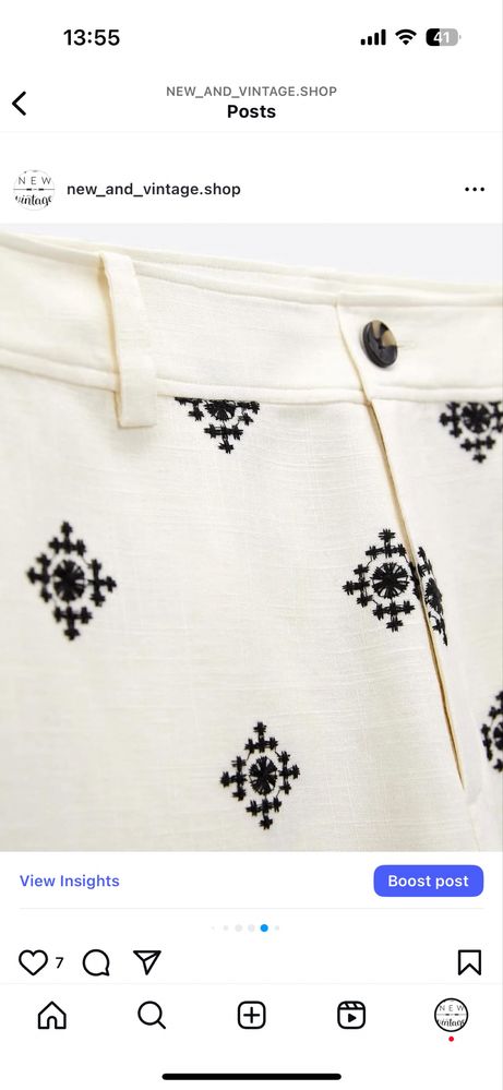 Pantaloni broderie Zara alb negru in vascoza