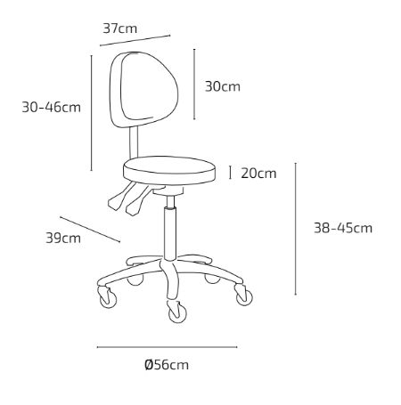 Козметичен стол - табуретка за педикюр Rita XS - 38/45 см