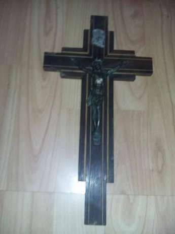 Crucifix vechi de perete,crucifix lemn mahon,Isus bronz,MARE vintage