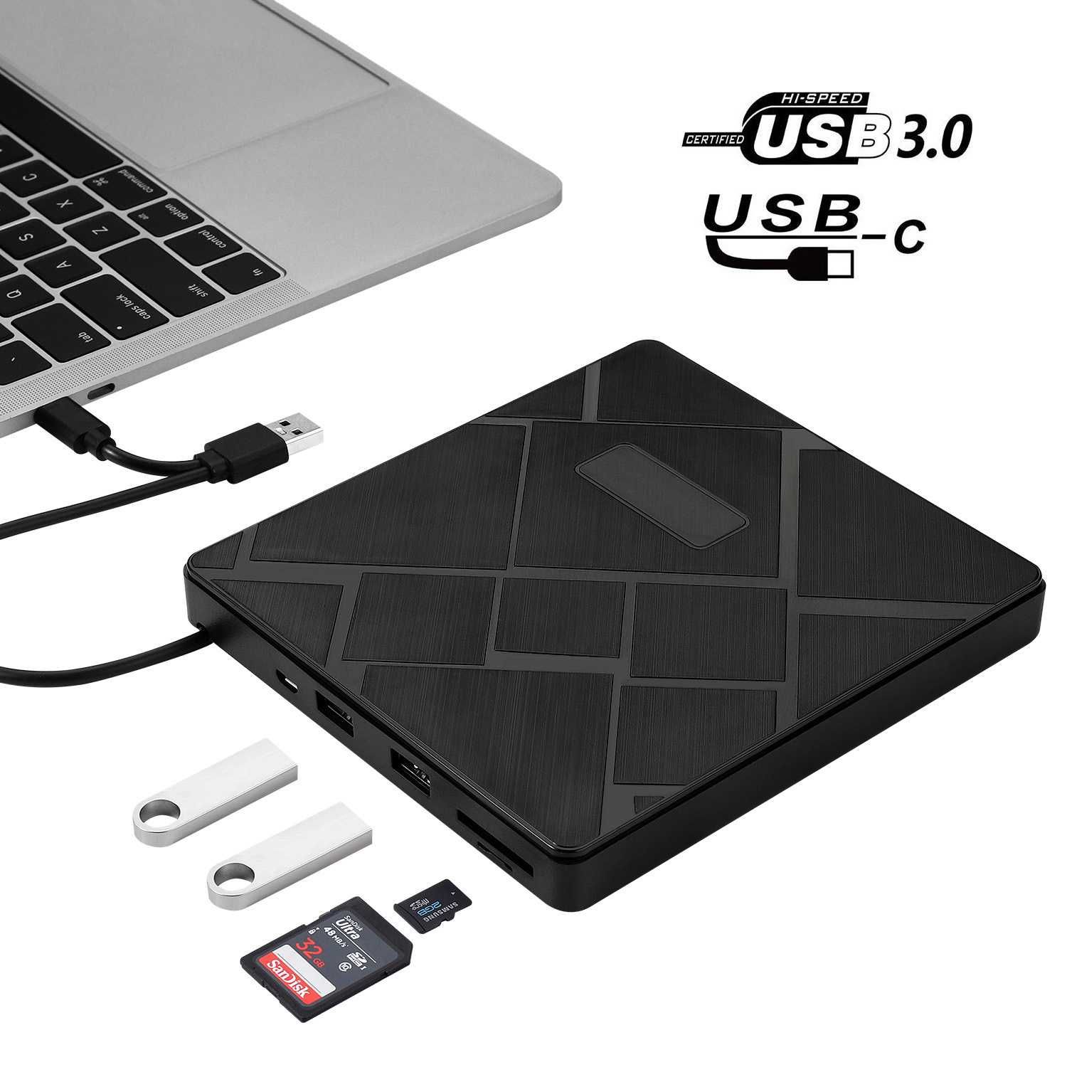 Внешний USB 3.0 Type-c привод CD/DVD (+Hub +картридер)