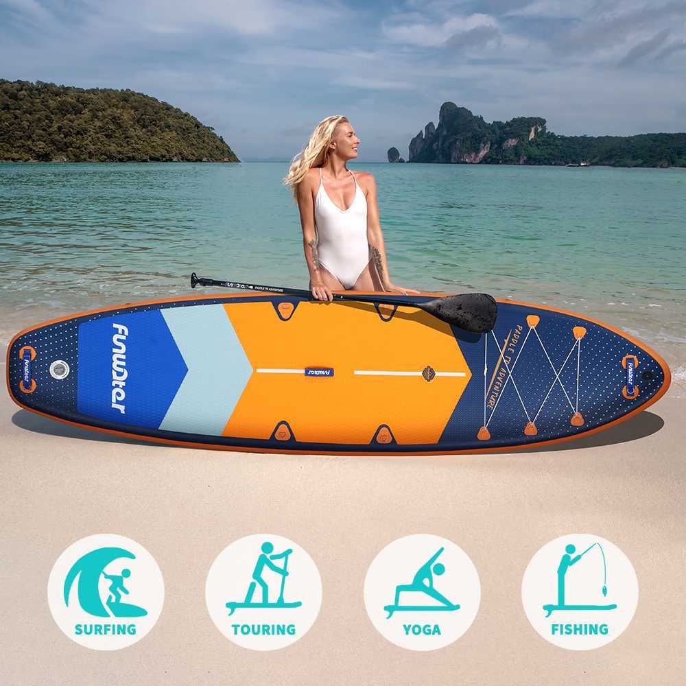 Надуваем падълборд FunWater Adventure Pro каяк седалка 350 SUP 11'6''