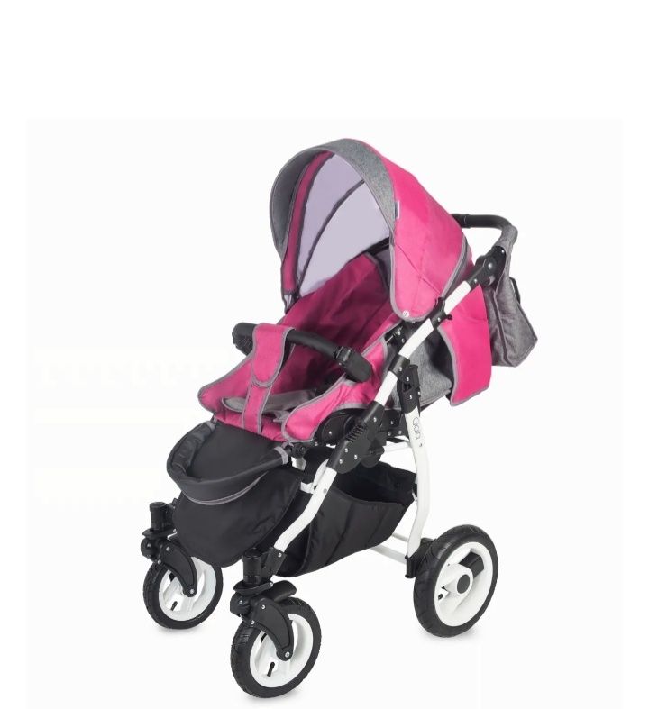 Vand Carucior coccolle Gioia roz plus patut cu baldachin + tricicleta