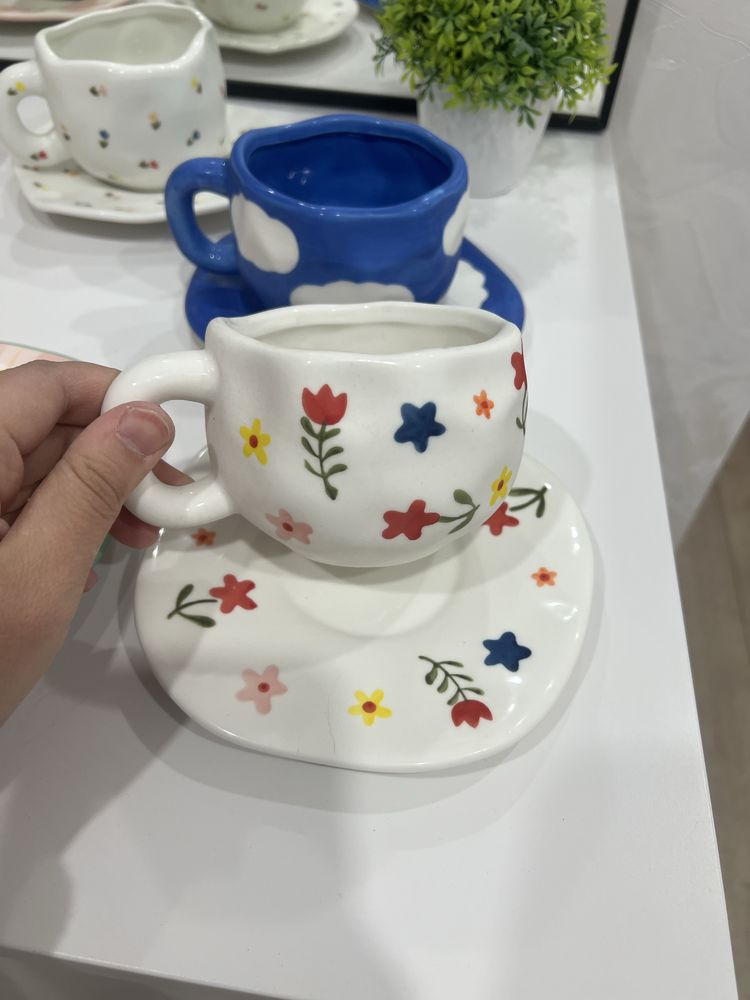 Кружка и тарелка набор из керамики