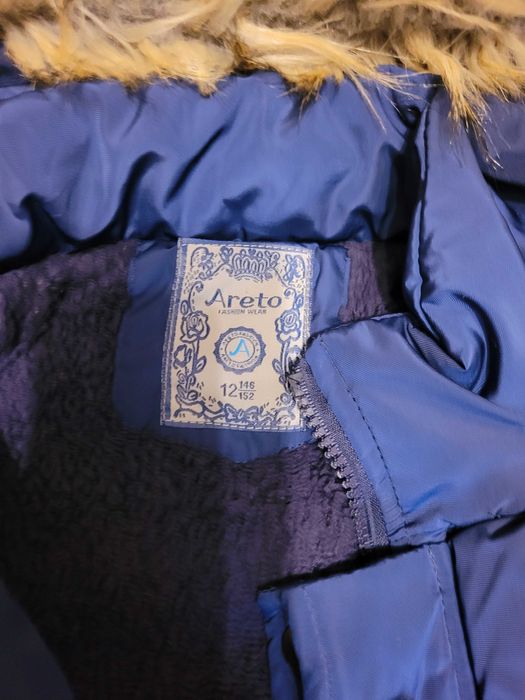 Geaca iarna copii,Areto 146,152, 12 ani bleumarin.