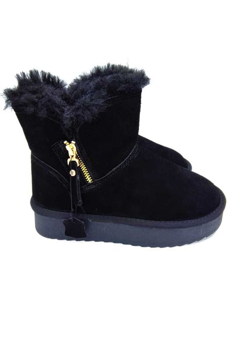 Ghete tip UGG cu platforma - piele intoarsa naturala, 35-40