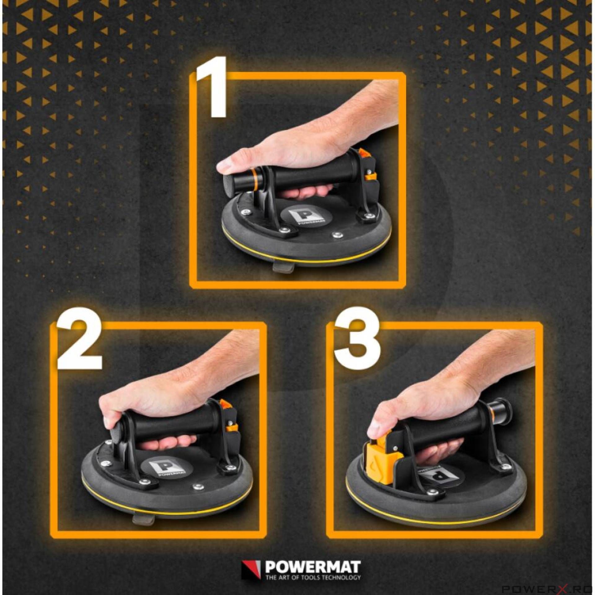 Ventuza pentru placi, diametru 200 mm capacitate 190 kg, Powermat