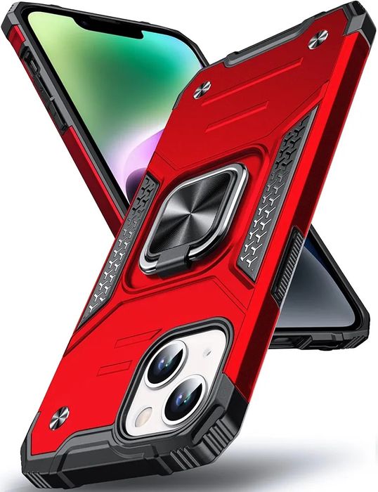 Промо! Удароустойчив кейс за iPhone 15, 14, 13 – Червен, DASFOND Armor