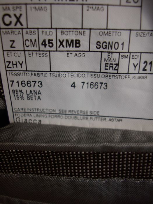 Sacou Ermenegildo Zegna Trofeo 600 - lana matase - 48 (2500USD nou)