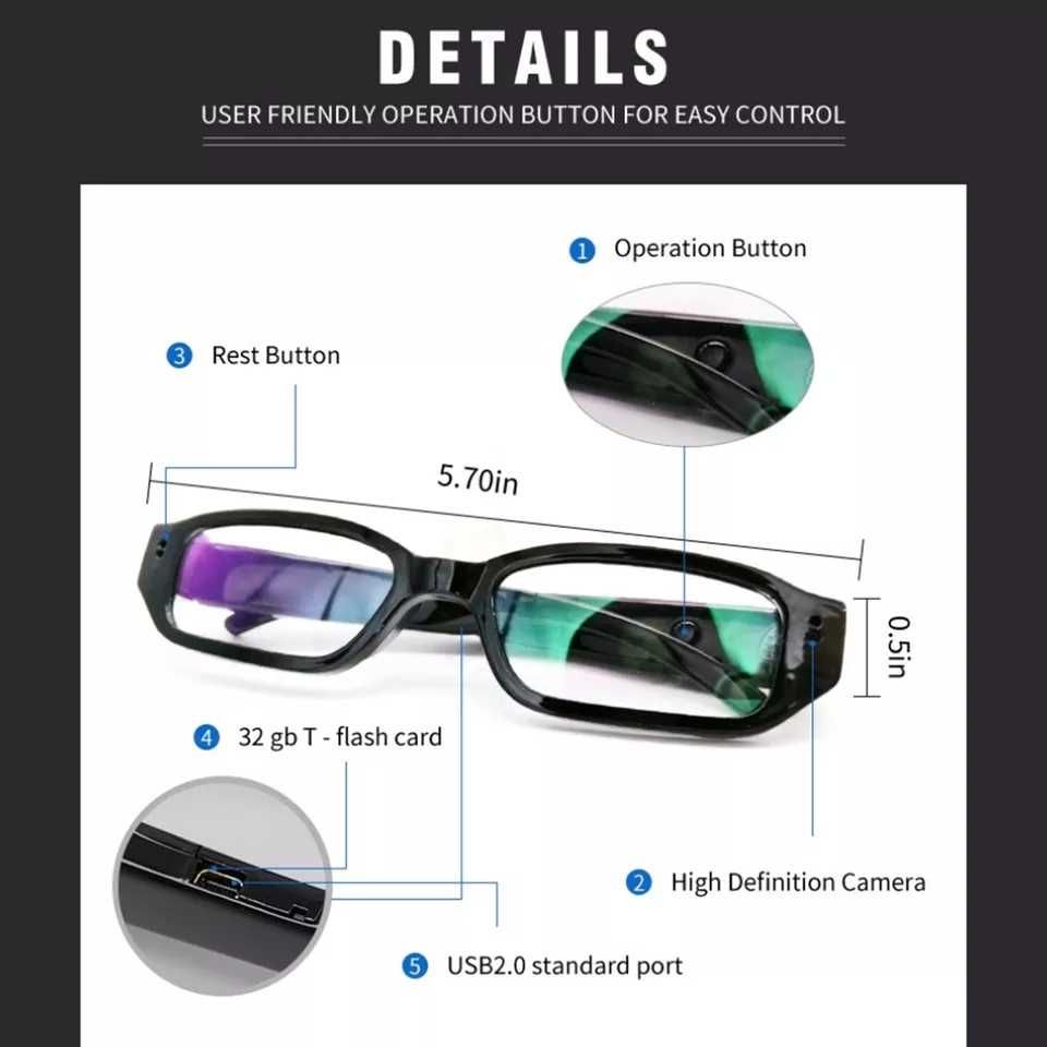 Ochelari camera spion ascunsa ochelari spy camera microfon ascuns