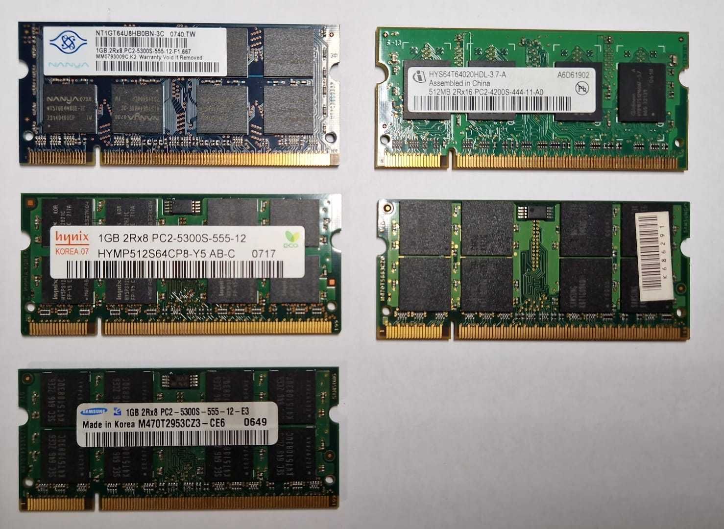 Оперативная память DDR2 1Gb - 2 000 тнг / 512 Gb - 1000 тнг / б/у