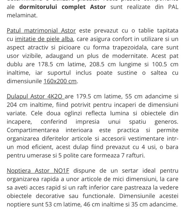 Dormitor complet de vanzare