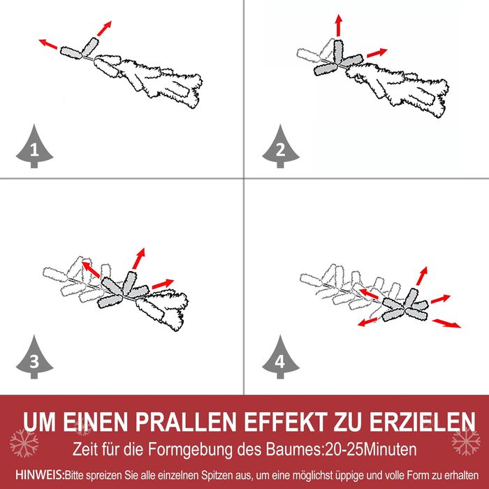Коледна елха HOMCOM, включително стойка, реалистичен вид, 130 х 210 см