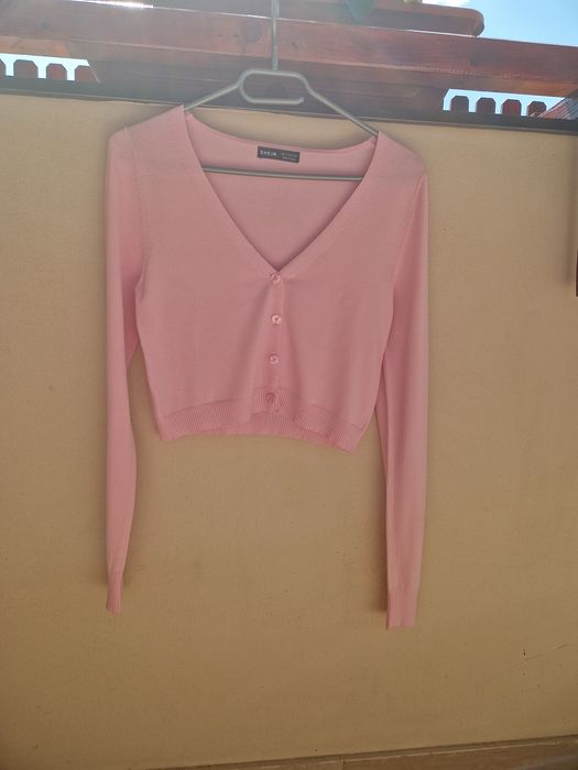 Cardigan cu mânecă lungă, cu decolteu în V