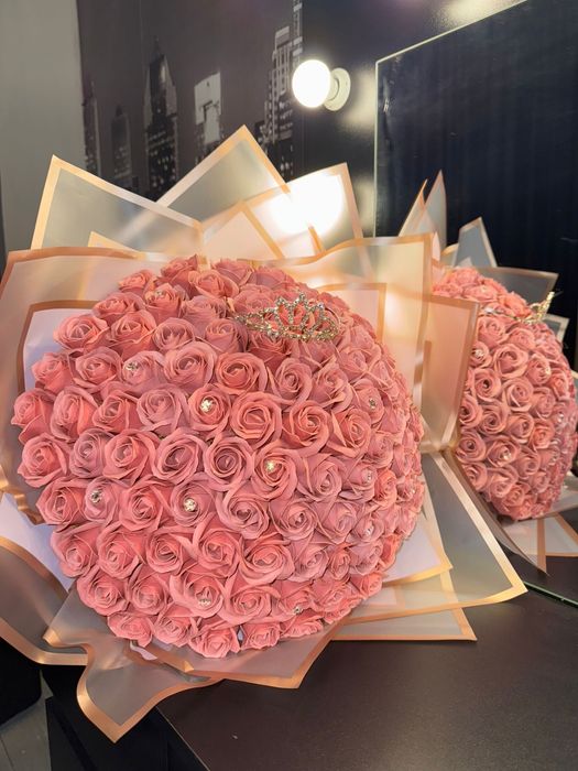 buchet trandafiri sapun buchet flori cadou personalizat rosu roz mov