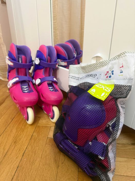 Детски Ролери Play 3 + 3бр. Протектори, Розово/Лилави - 40лв.