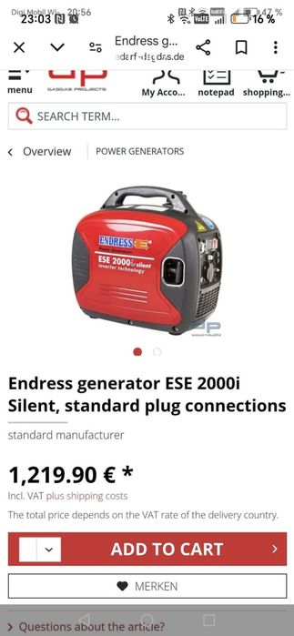 Generator curent electric Endress 2000w motor Yamaha
