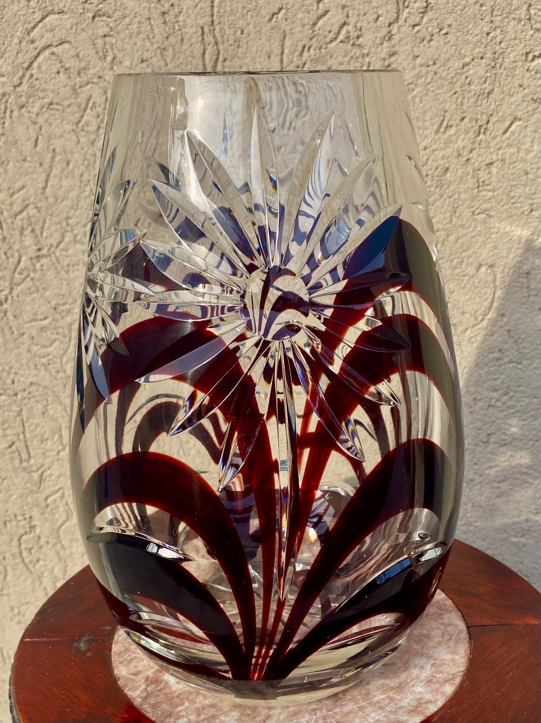 Eleganta vaza Art Deco-cristal masiv-24 % plumb-Germania