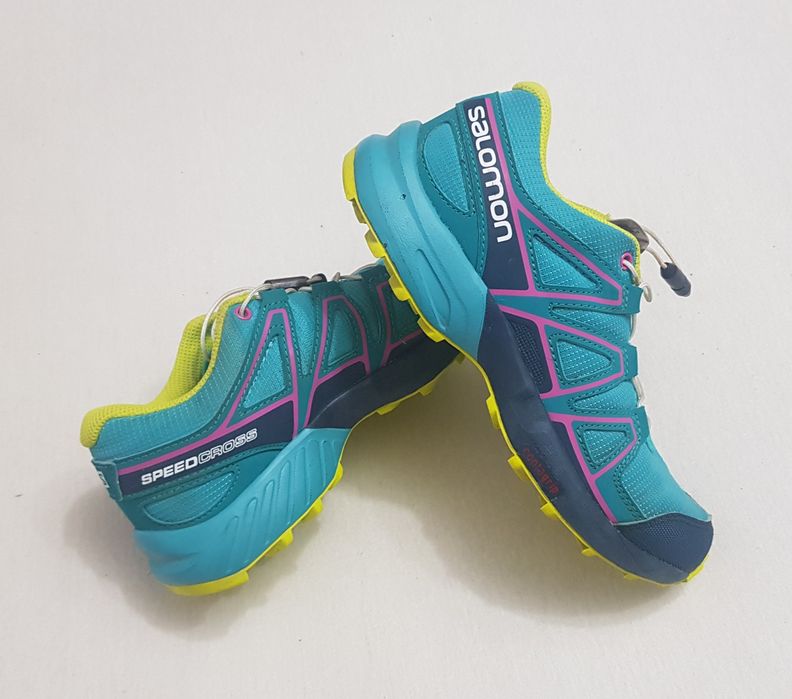 Pantofi sport, trail SALOMON SPEEDCROSS turcuaz-verde Nr. 32 EU unisex
