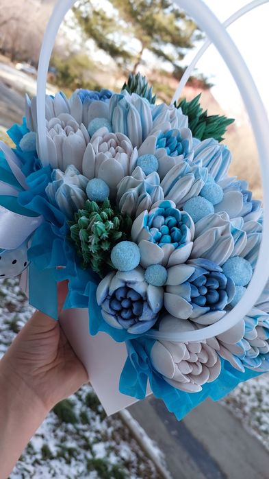 Цветы из зефира, съедобные букеты, зефирные тюльпаны