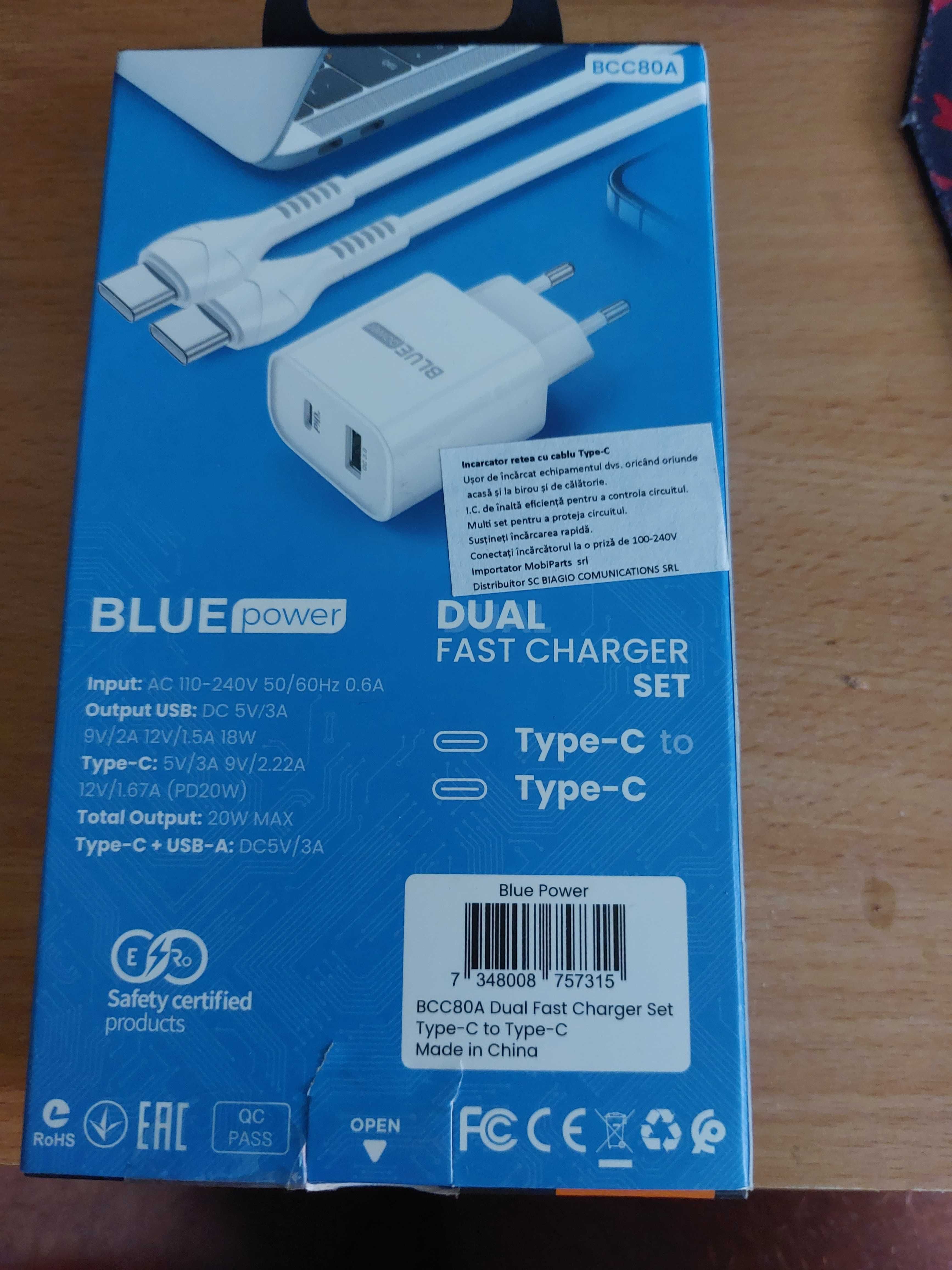 Super oferta/Incarcator Fast Charge USB BLUE Power BCC80A - Alb 20w