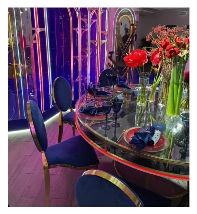 Стул Washington gold, велюр сапфировый