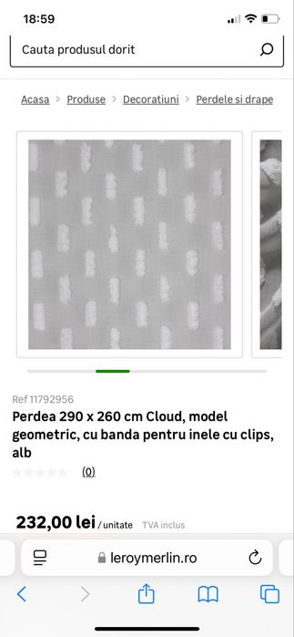 Vand perdea 290cmx245 cm, model norosori, 100 lei buc