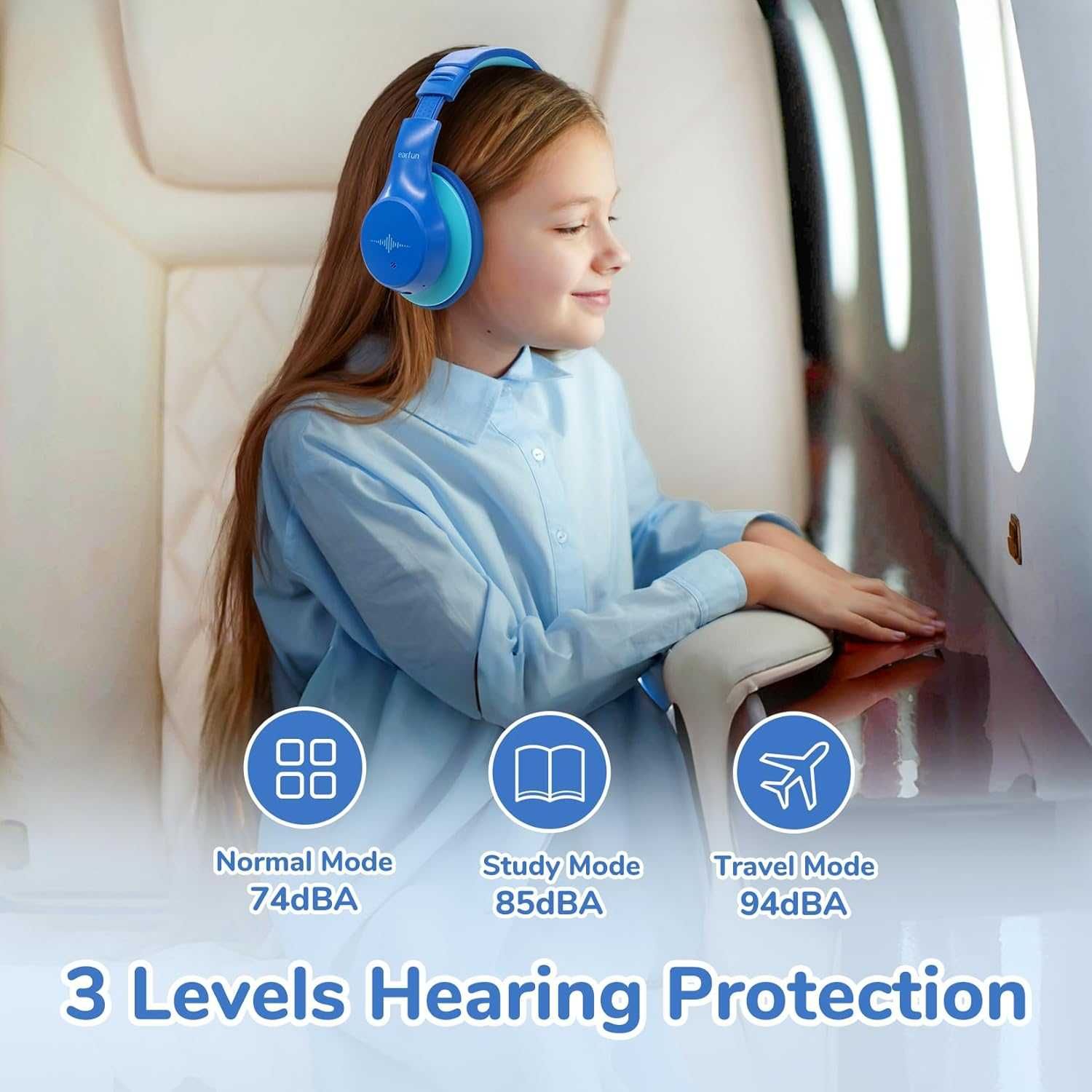 Слушалки EarFun с активно шумопотискане за деца, Bluetooth, 120 часа