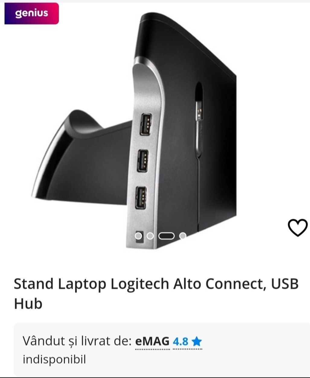 Stand laptop Logitech Alto Connect Usb hub