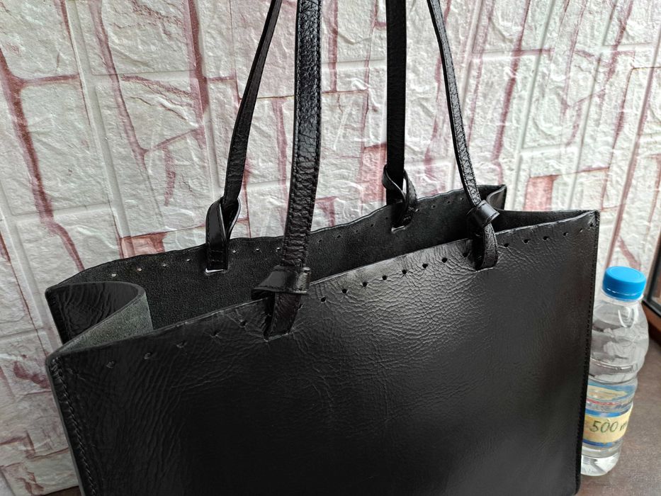 дамска чанта ZARA,черна кожена чанта,зара-естесвена кожа