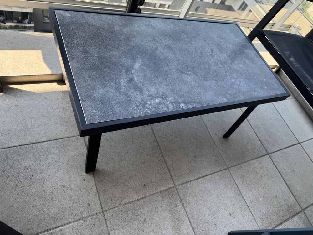 Set mobilier terasa canapea, 1 scaun, masa + bonus raftiera metalica